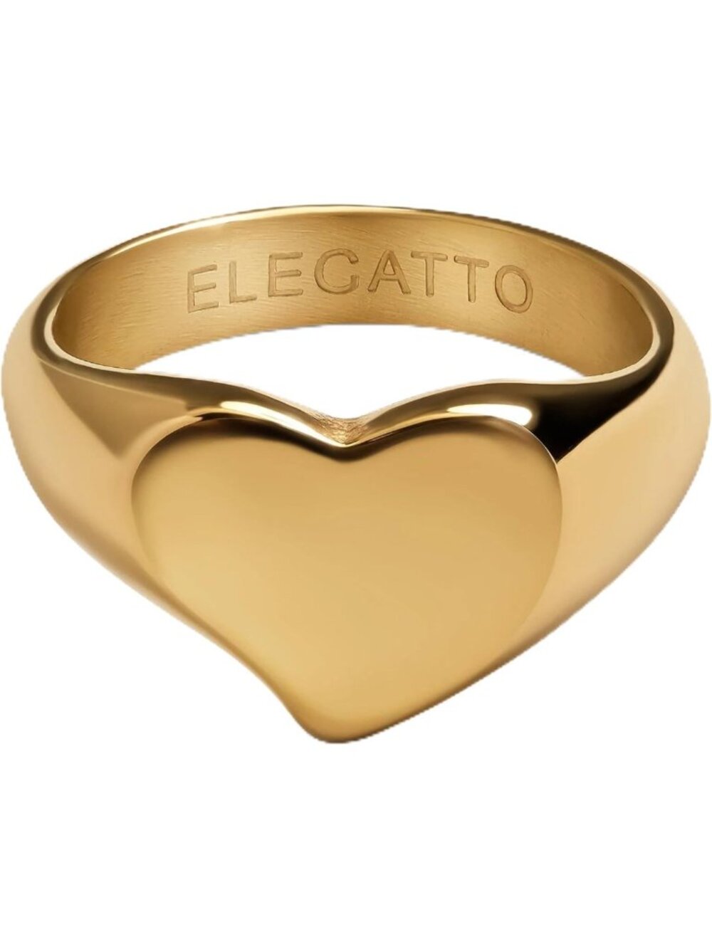 Premium 18K Gold Plated Heart Ring for Women | Polished Stainless Steel Band